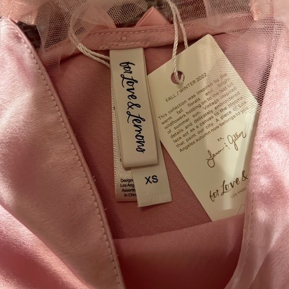 NWT For Love & Lemons pink pajama set with ruffles size XS - Picture 3 of 7